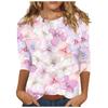 3/4 Sleeve Shirts For Women Cute Print Graphic Tees Blouses Casual Plus Size Basic Tops Pullover
