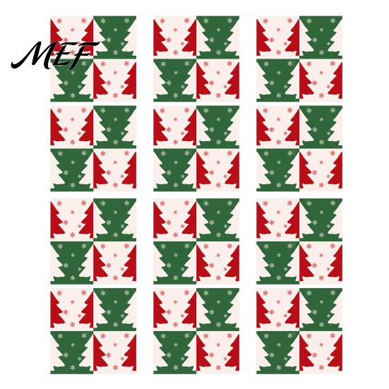 Peel Stick Floor Tiles 12Pcs Self?Adhesive Tile Stickers, 2D Waterproof Oil?Proof Wall Decals with Wear Resistant Decorative Sheets Xmas Tree Faux