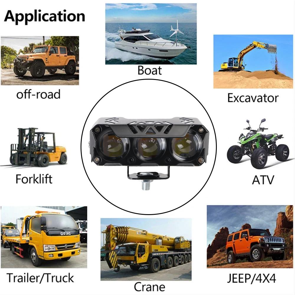 Мотоцикл Противотуманные фары для мотоциклов Дальний и ближний свет Рабочее освещение Скутеры светодиодные Линзовые фары Прожекторы Освещение для мощения Мотоциклетные фары 3 Линзы Супер яркий свет