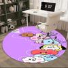 BT21 K-Pop Коврик для стула Круглый ковер-Ковер для офиса, Машинная стирка, Нескользящий, Подходит для гостиных, спален