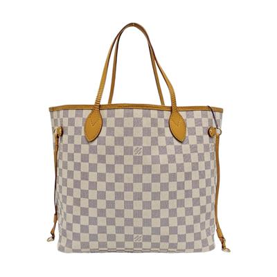 [Б/У] Сумка-тоут Neverfull Mm из канваса в клетку с кожаной отделкой - Удовлетворительное состояние #11LM8B5