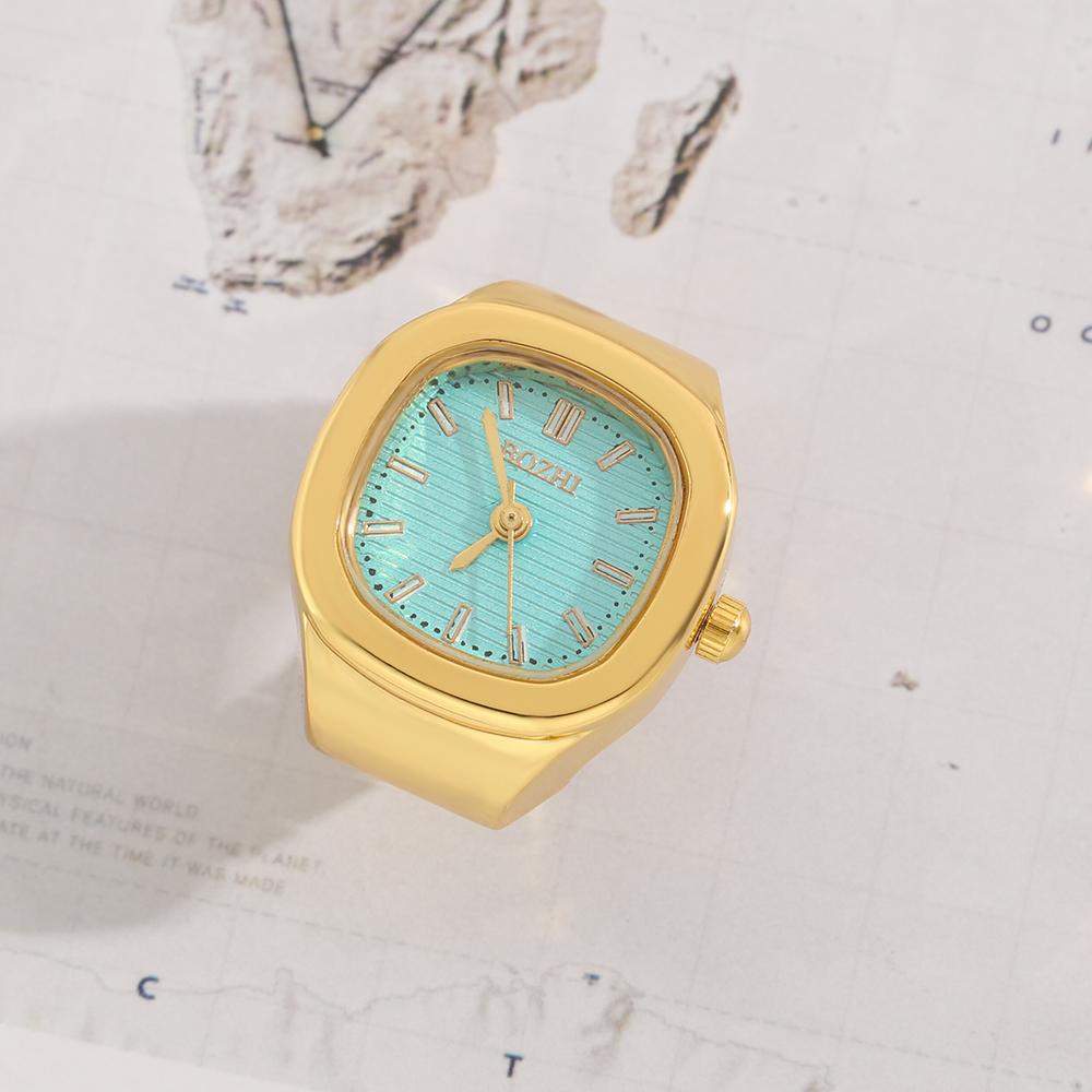 Ring Quartz Watch Creative Alloy Shell Finger Square Dial Couple Men And Women