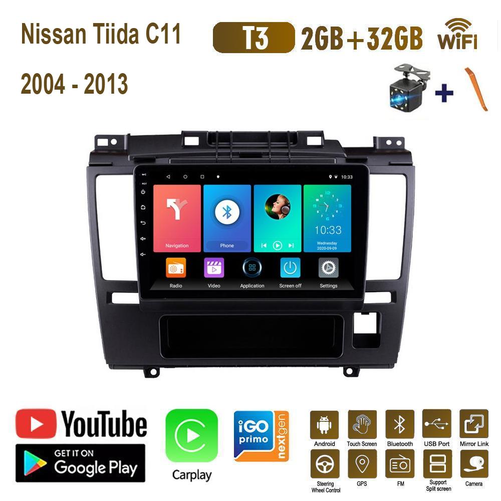 Автомобильный радиоприемник на базе Android Carplay для Nissan Tiida C11 2004-2013, мультимедийный видеоплеер, GPS-навигация, WIFI, 2 + 32 ГБ