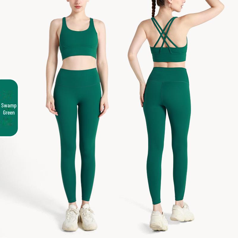 «Летний комплект для йоги на крестообразной спине»: Брюки и топ с высокой талией и утягивающими бедрами