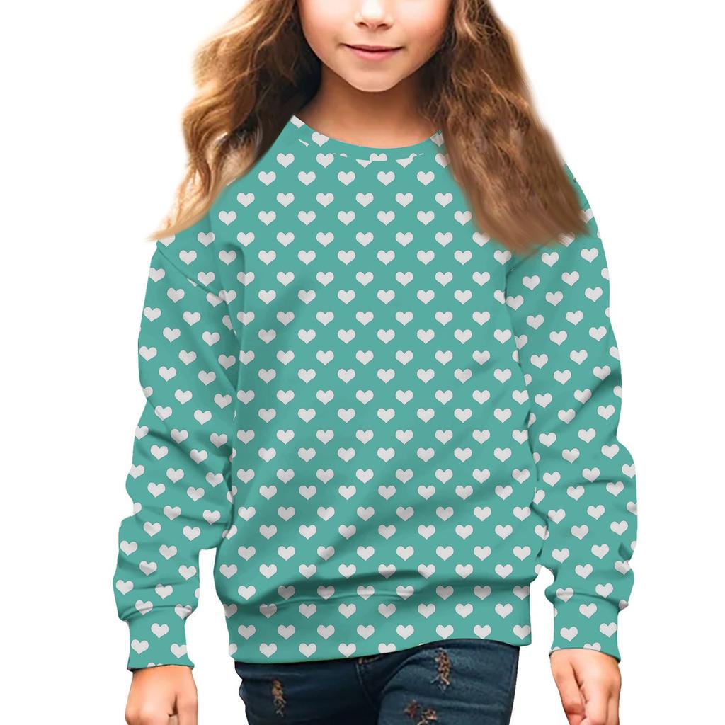 Девочки Круглый вырез Пуловеры для детей День святого Валентина Печатные топы