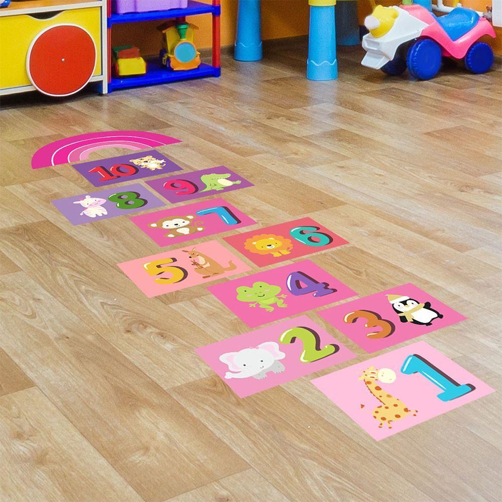 Self-adhesive Cartoon Number Grids PVC Wall Art NEW Flooring Decals Nursery