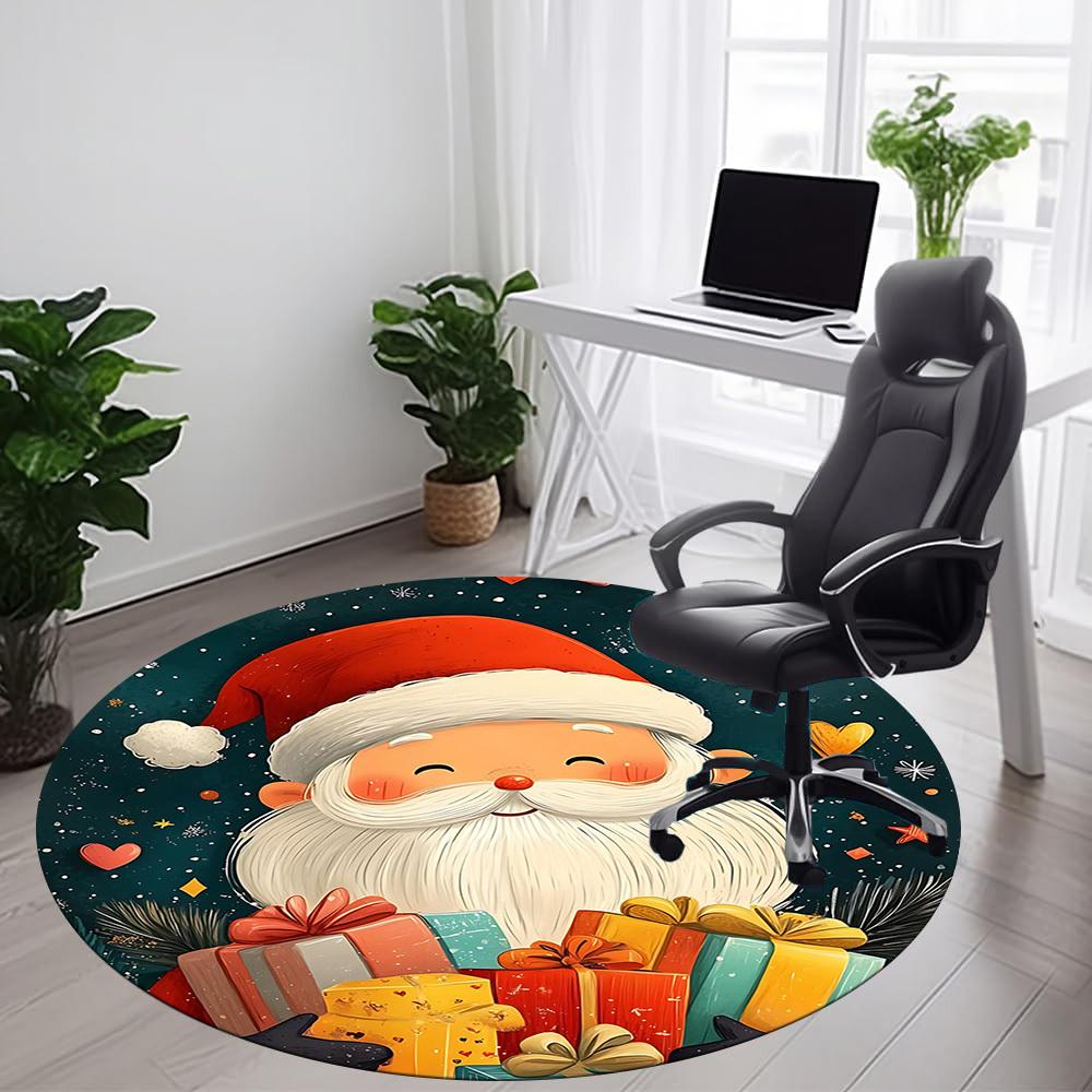 1PC Christmas Gifts Office Round Area Rug, Mat Suitable For Office, Under Office Chairs Bedroom Living Room Home Decor, Room Deco