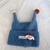 Wind Proof Infant Hat Knitted Fabric Earflap Cap Solid Color Pullover Hat  Outdoor Use