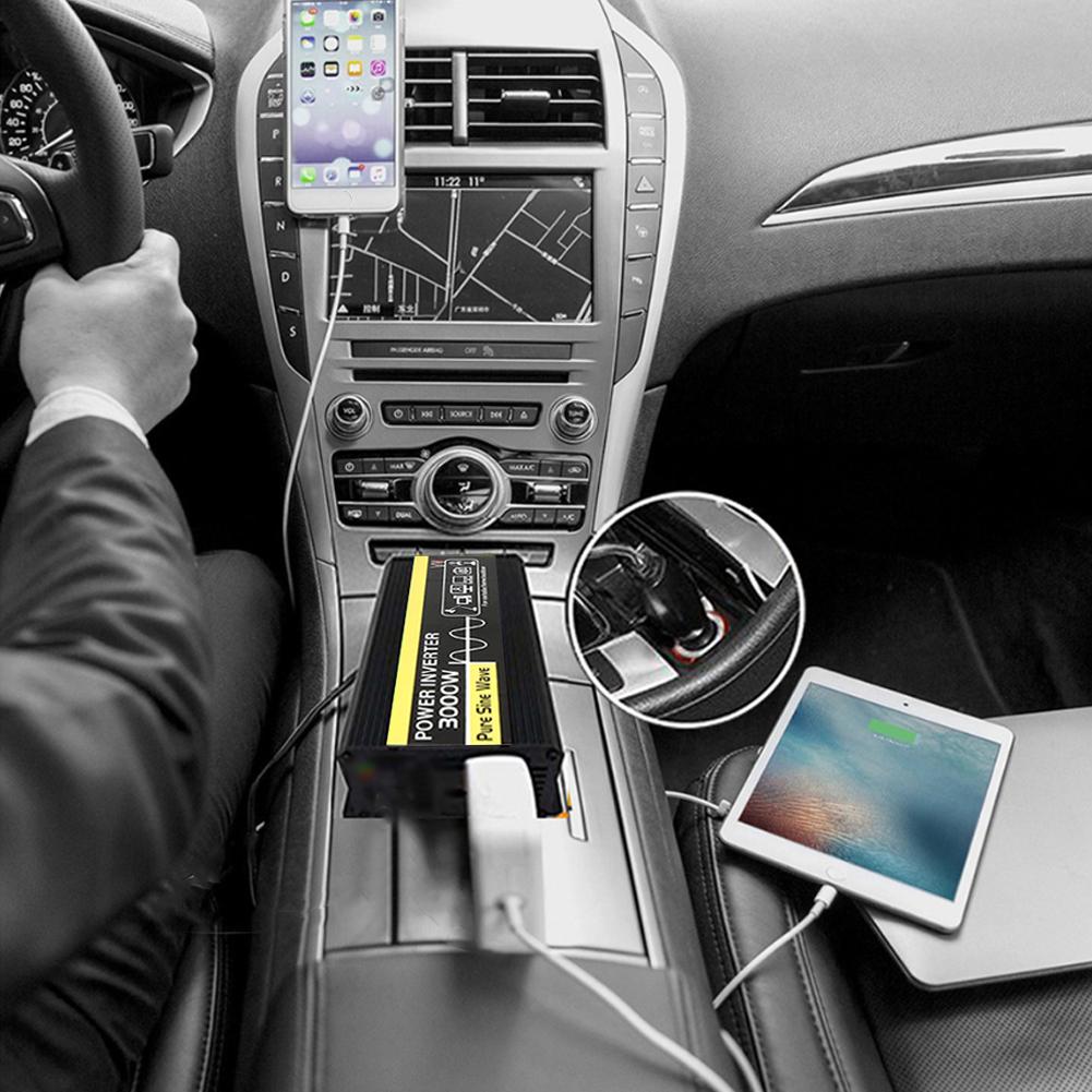 3000 Вт Чистый синусоидальный инвертор мощности Инвертор мощности волны DC12V/24V - 220V для солнечной системы/солнечной панели/дома/улицы/автодома/кемпинга