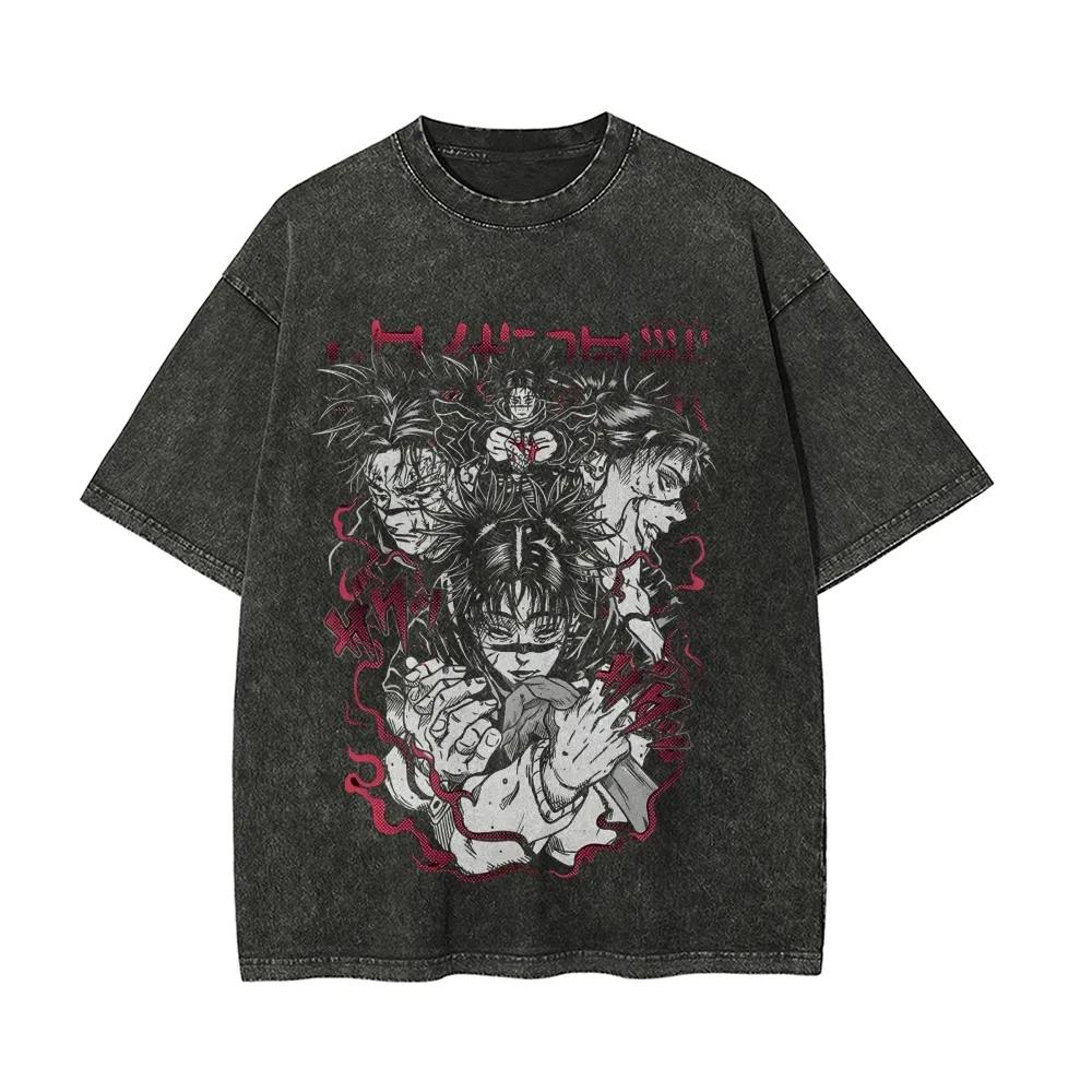 Футболка Choso Blood Jujutsu Kaisen T Винтажная стираная Оверсайз Ретро Аниме Харадзюку Уличная одежда Манипуляция кровью Манга Мужские топы