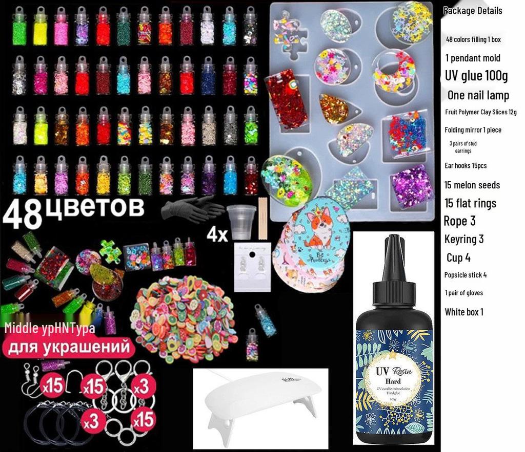 UV Epoxy Resin Set with Crystal Mold & Russian Instructions