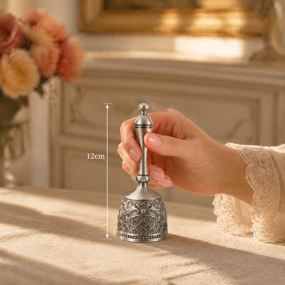 4.72in Size Rustic Look Hand Bell Zinc Alloy Loud Handbell Loud Antique Brass Hand Bell for Bar