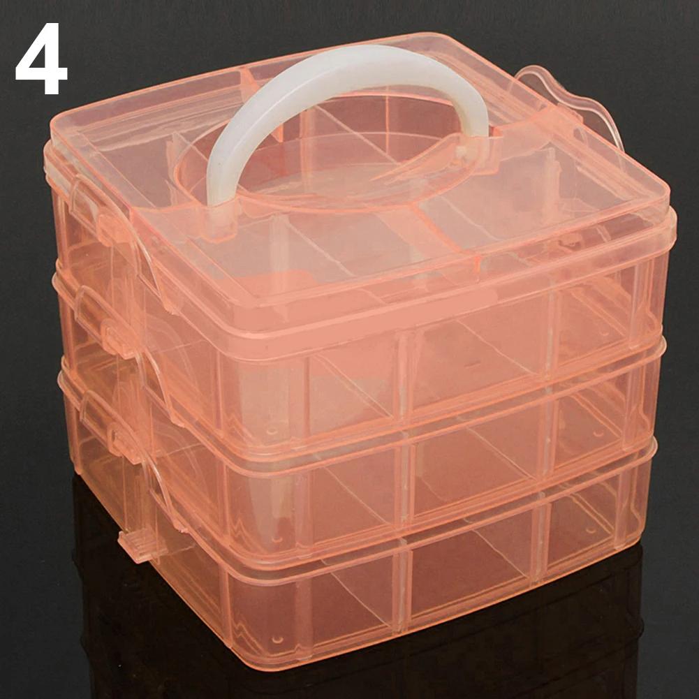 3 Layers 18 Compartments Clear Storage Box Container Jewelry Bead Organizer Case Rangement Cajas Organizadoras Plastic Box