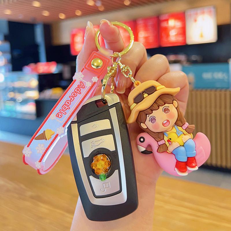 Adorable Cartoon Animal Keychains Soft Rubber Key Rings Cute Couple Gifts