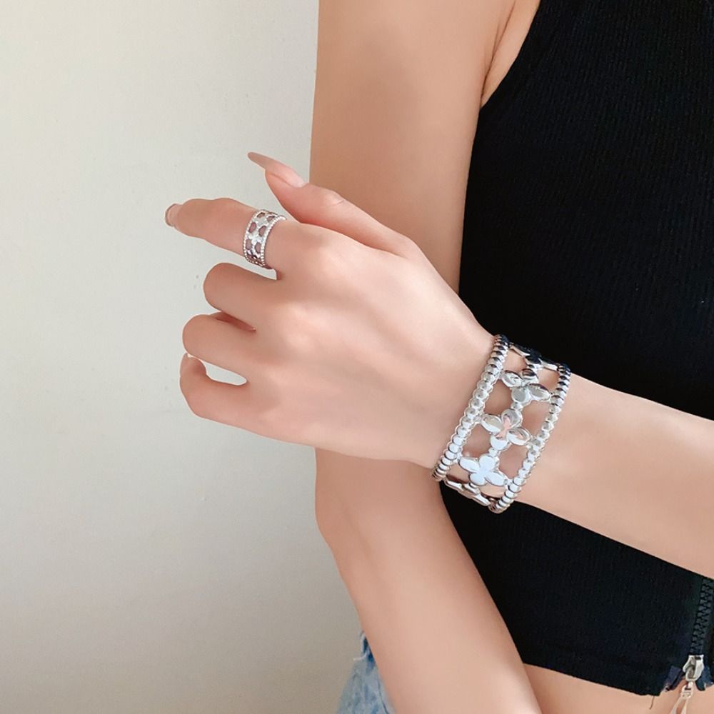 Золотой/серебряный полый браслет-цветок изысканный открытый браслет модный браслет-манжета с цветком для девочек