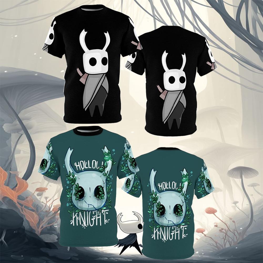 Милые графические футболки с персонажами Hollow Knight Мужская повседневная свободная футболка с коротким рукавом Харадзюку Персонализированная уличная одежда Детская одежда