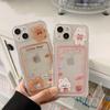 Cute Rabbit Bear Print Transparent TPU Silicone Card Slot Case For iPhone 13 11 12 Pro Max XS Max XR X XS 8 7 Plus SE Soft Clear Card Holder Cover