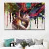Abstract Couple Hugging Together Love Kiss Oil Painting Canvas Posters and Prints Wall Art Pictures for Living Home Room Cuadros No Frame