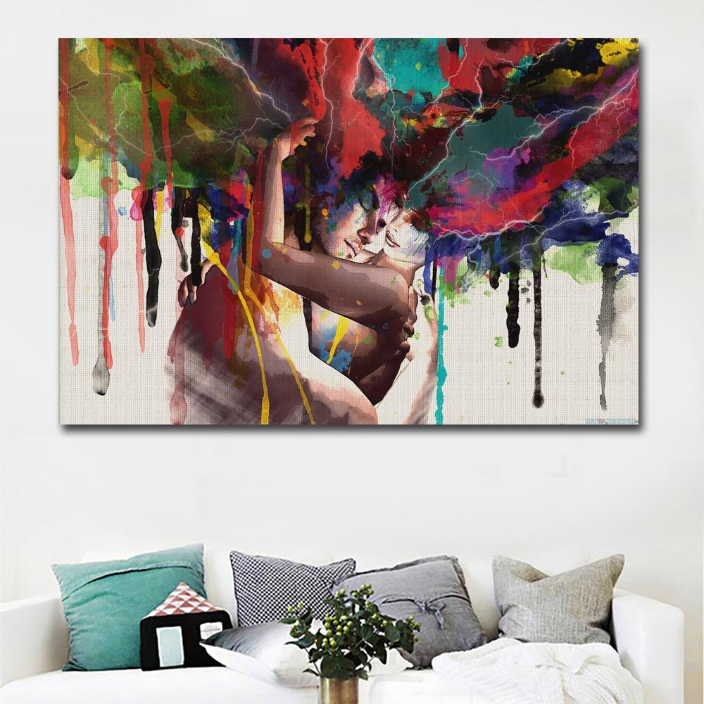 Modern Abstract Couple Hugging Pictures Canvas Painting Nordic Posters And Prints For Living Room Wall Art Decoration