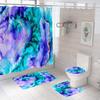 Занавеска для душа в ванной из четырех частей, цифровая печать, мраморная, водонепроницаемая, занавеска-перегородка для туалета, коврик для ванной