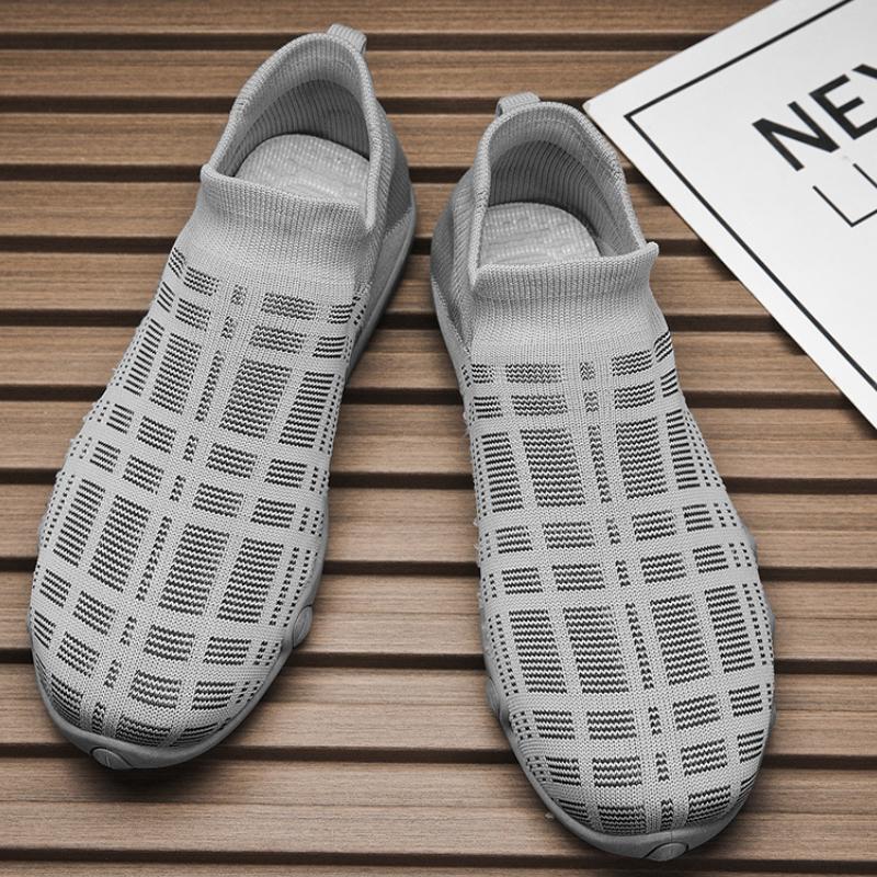Дышащая мужская повседневная обувь, легкая мужская обувь для ходьбы на открытом воздухе, нескользящие трикотажные мужские кроссовки, туфли на плоской подошве, вулканизированная обувь