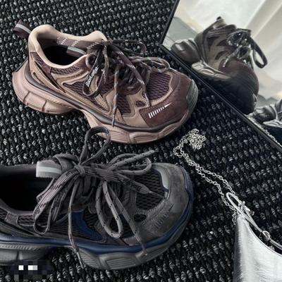 Кожаные модные кроссовки Bajia на толстой подошве, женские, осенние, новые, тонкие и универсальные, сетчатые, дышащие, повседневные, спортивные