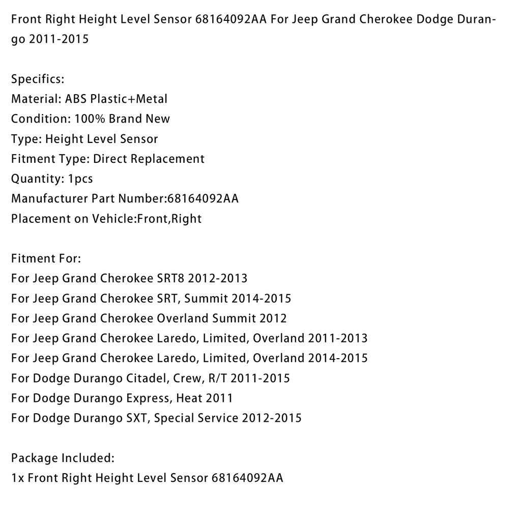 Передний правый датчик уровня высоты 68164092AA для Jeep Grand Cherokee 2011-2015