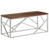 VidaXL Table basse argenté inox et bois de mélèze massif 349941