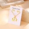 High Quality Stainless Steel Elephant Butterfly Flower Pendant Necklace Stud Earrings Luxury Party Jewelry Set for Women Gift