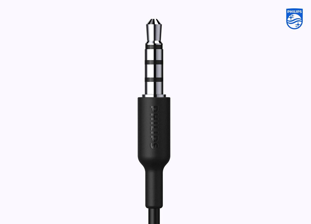 Philips A1105 Sports Wired Headphones with Ear Secure Deep Remote Control and Connector TAA1105BK In-Ear Hooks, Fit, Bass, In-line Microphone,