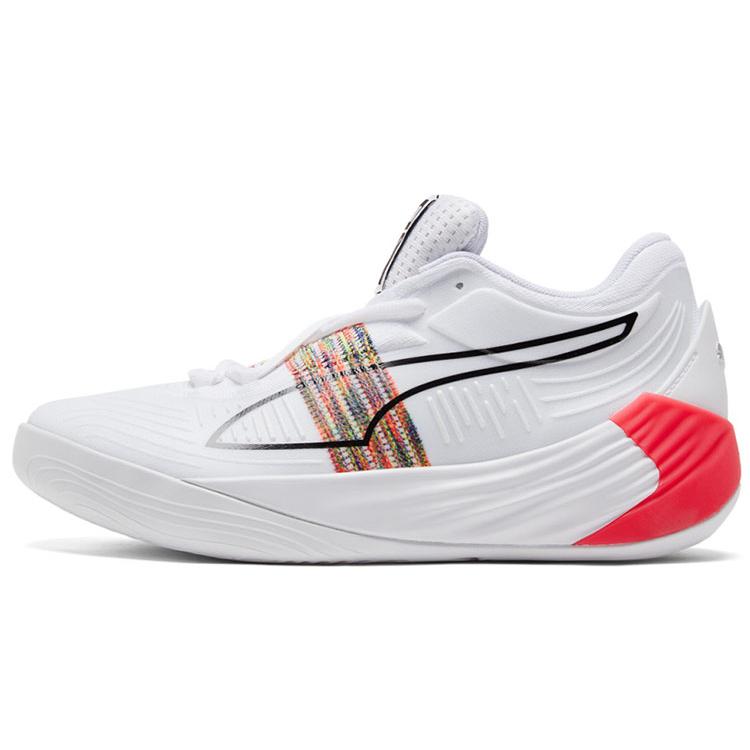Puma Fusion Nitro Spectra 'Белый Солнечный Всплеск' (унисекс) Белые / Солнечный оранжевый Баскетбольные кроссовки 195684 01