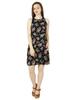 Bimba Women Black Floral Rayon Dress Sleeveless Classic Chic Summer Clothing