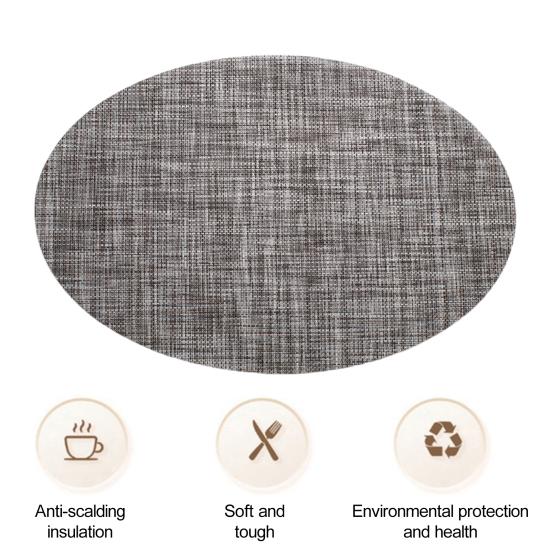 PVC Woven Table Mats Ellipse Solid Color Non-slip Waterproof Wear-resistant Heat-resistant Bowl Pads Drink Cup