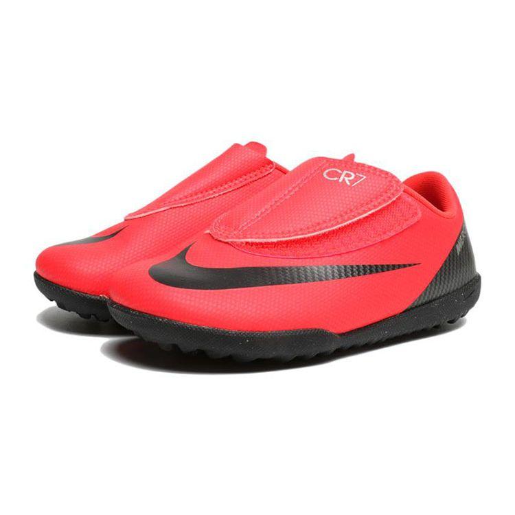 Nike Mercurial Vapor 12 Club CR7 TF Обувь для футбола на искусственном газоне Нескользящие низкие футбольные бутсы Детские футбольные бутсы Красно-черные AJ3108-600