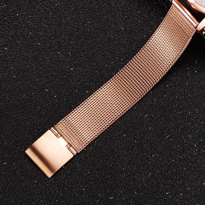 Роскошные женские часы с металлической сеткой, часы из розового золота с браслетом из нержавеющей стали и бабочкой, женские кварцевые часы Relogio Feminino