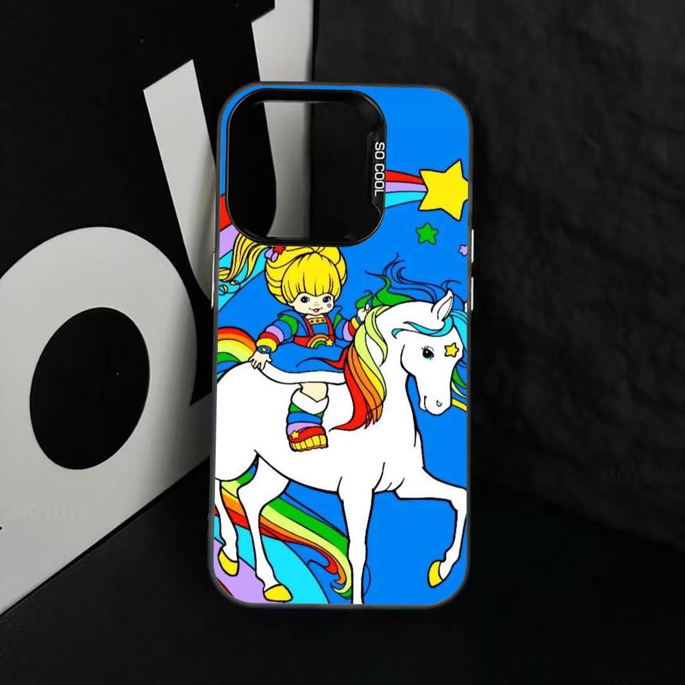 Cute Retro Rainbow Pony Phone Case For iPhone 17,16,15,14,13,12,11 Plus,Pro Max,XS,Colored Silver Plated Inside Cover
