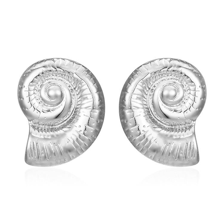 Серьги French INS из 18-каратного золота и титановой стали с нерегулярной формой в форме конч-вихря