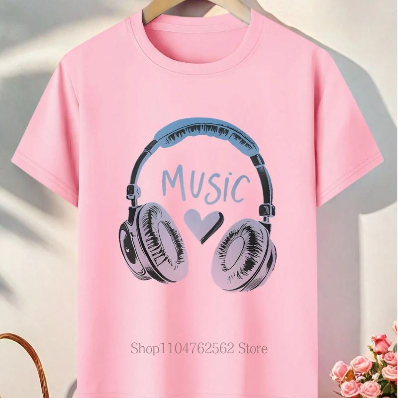 Music Graphic Print T-shirts Summer Children Clothing Boys Girls Funny Colorful Tops Kids Crew Neck Short Sleeve T-shirts