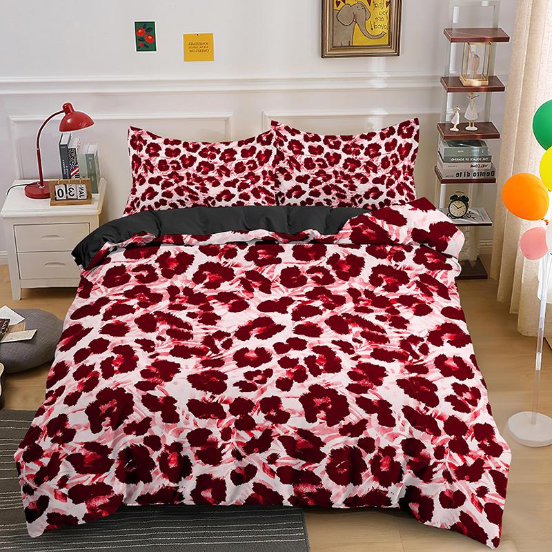 Leopard Print King Queen Duvet Cover Brown Cheetah Skin Pattern Bedding Set For Teens Girl Women Leopard 2/3pcs Soft Quilt Cover