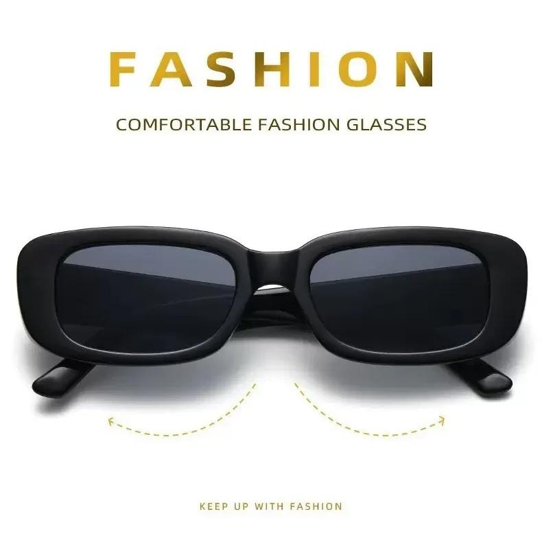 Vintage Black Square Sunglasses Woman Luxury Brand Small Rectangle Sun Glasses Female Gradient Clear Mirror