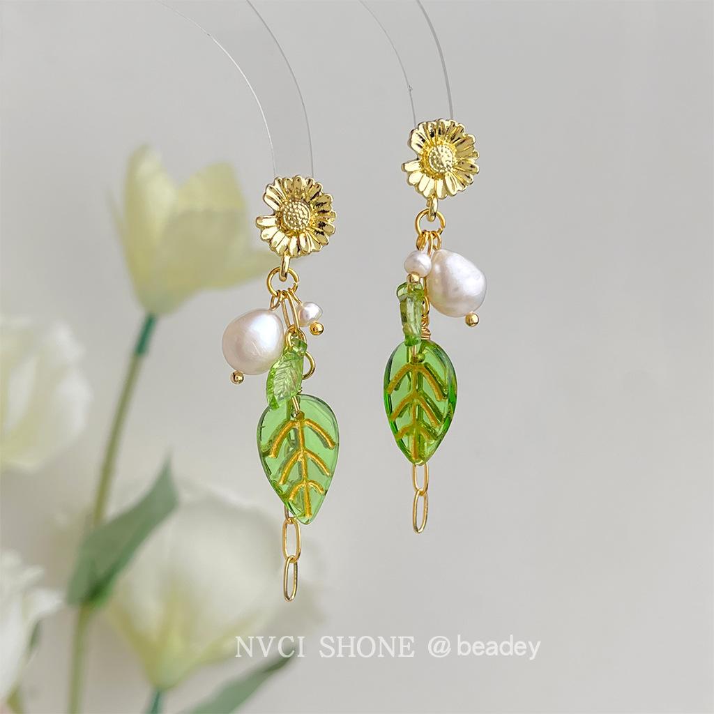 Fresh and sweet pastoral freshwater pearl handmade design sensual long fringed earrings earrings