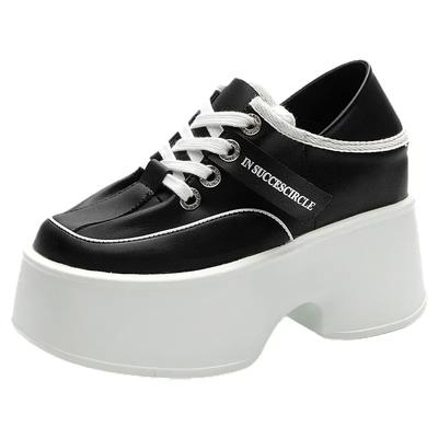 Мода 11см Микрофибра Кожа Весна Осень Обувь Туфли Платформа Танкетка Балетки Женская Повседневная Обувь Женская Мода Скейтбординг