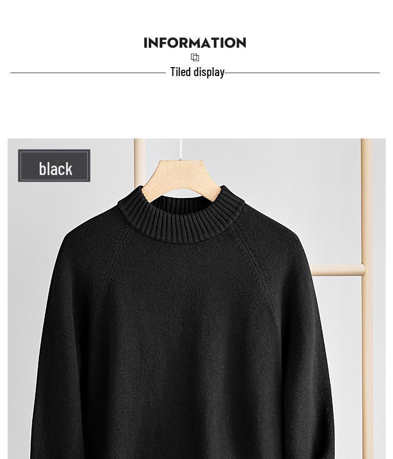 Мужской свитер из высококачественной шерсти и лиоцелла — длинный рукав, полуводолазка, плотный и теплый, на осень/зиму 2024 года.