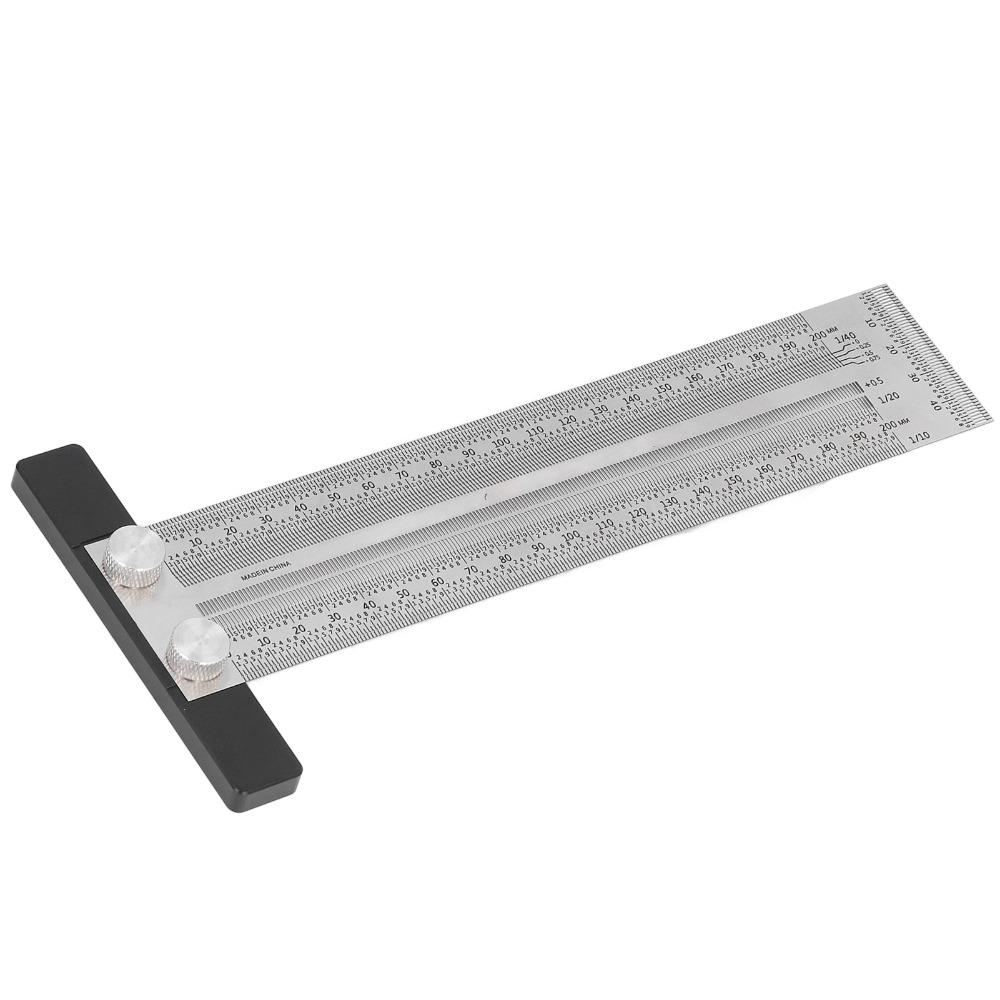 Measuring Length 200mm Carpenter T Ruler Silver Precision Marking Tool For Woodworkers