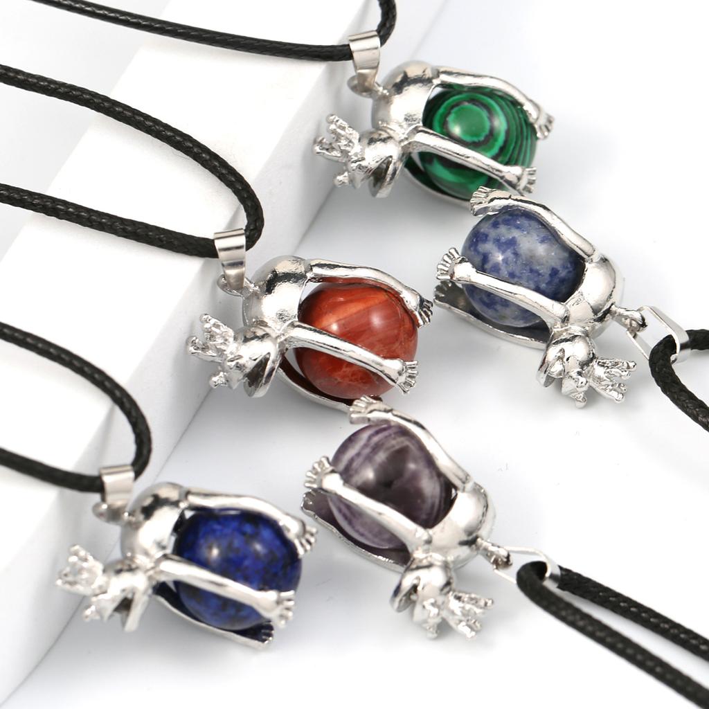 Женское ожерелье из натурального камня, агаты/розовый кварц, кулон с пятнистым оленем, кожаные цепочки, подвески для женщин, романтический подарок