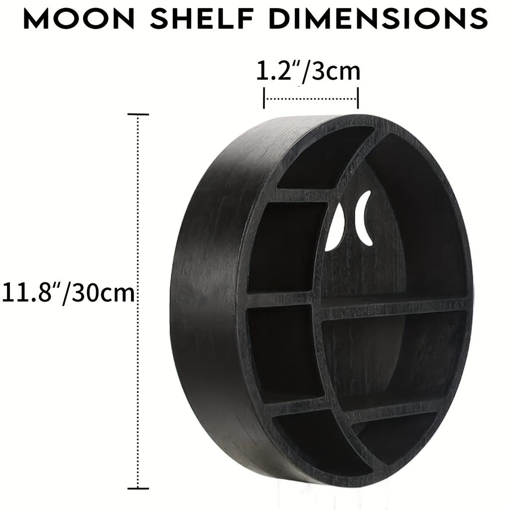 Полка в виде полумесяца, дисплей для кристаллов, камней, эфирных масел, настенный декор в готическом и бохо-стиле, полка с фазами Луны