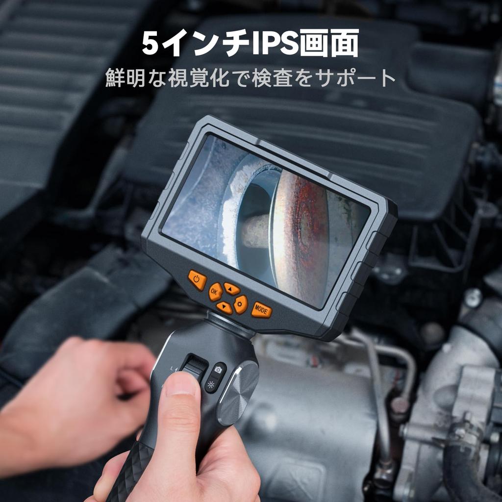 Teslong Endoscope Camera Fiberscope Industrial Endoscope Movable Tip Industrial Endoscope 5 Inch IPS LCD Monitor 1080P Million Pixel Inspection Camera