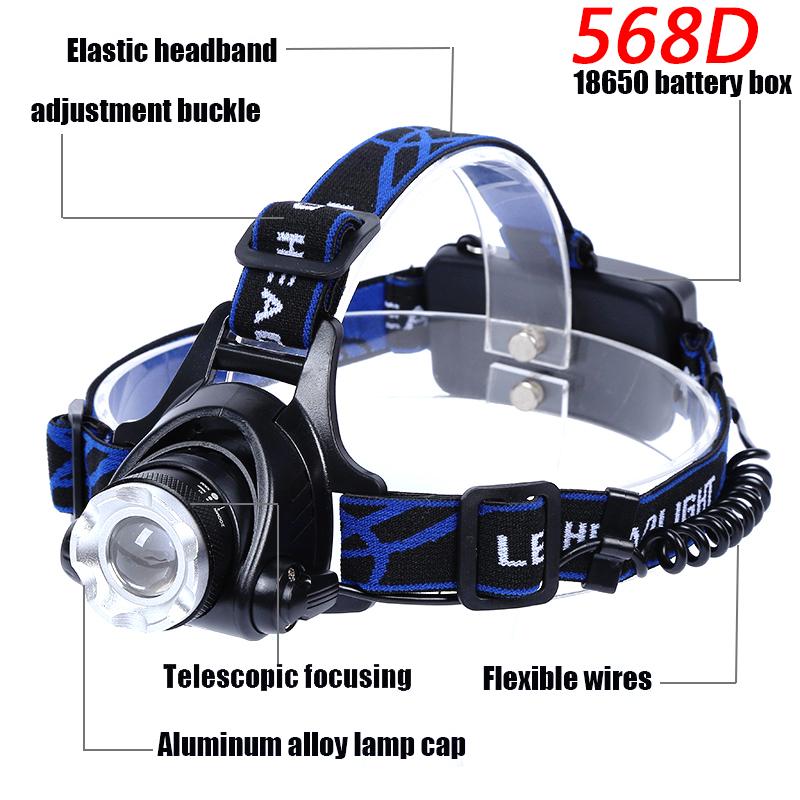 Super Bright LED Headlamp T6 Zoomable Headlight USB Rechargeable 6000lm Head Flashlight Torch Lamp Light Lantern