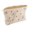 Durable Lightweigh Cherry Makeup Bag with Lining Corduroy Zipper Makeup Storage Box Portable Travel Toiletry Pouch Daily Use