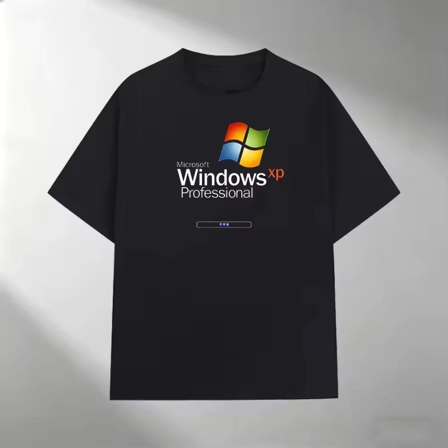 T-Shirt, Windows XP Professional Print Crew Neck Short Sleeve Casual Outdoor Tee